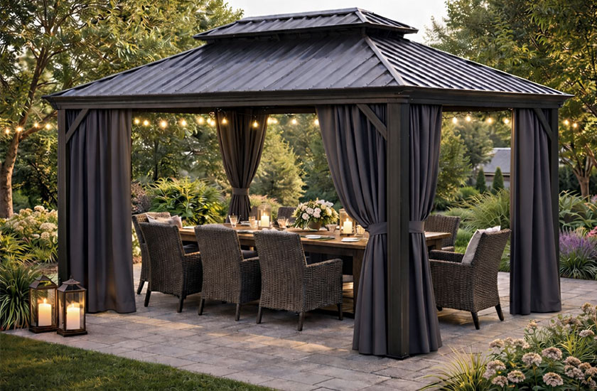 Abri de jardin modèle PORT-ROYAL AVEC MICAS ou RIDEAU