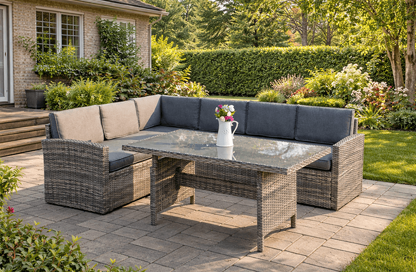 Sectionnel Chardonnay 6 places en rotin