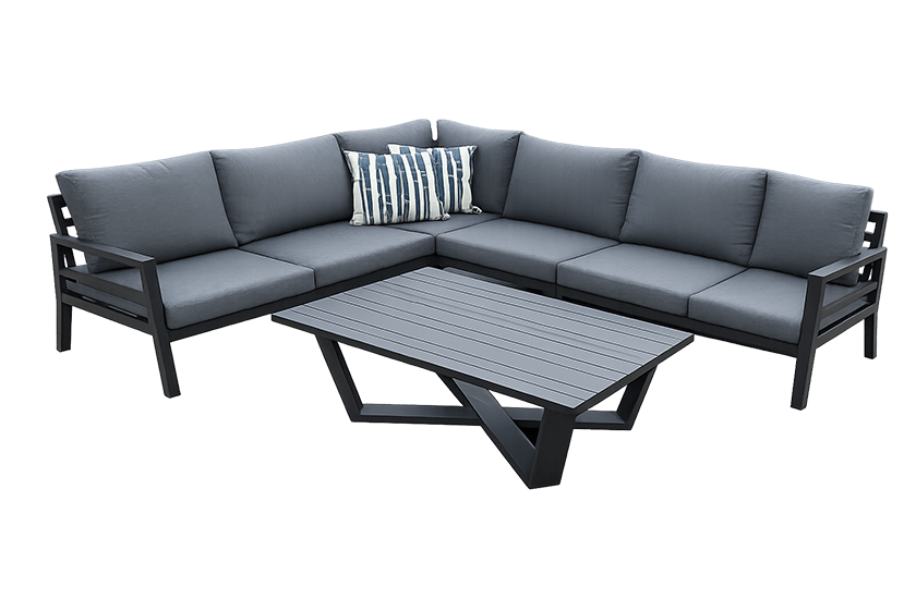 Sectionnel Pinot avec table à café en aluminium noir