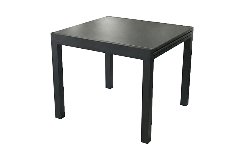Table extensible Emma en aluminium noir avec dessus Rockbean noir