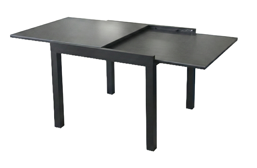 Table extensible Emma en aluminium noir avec dessus Rockbean noir