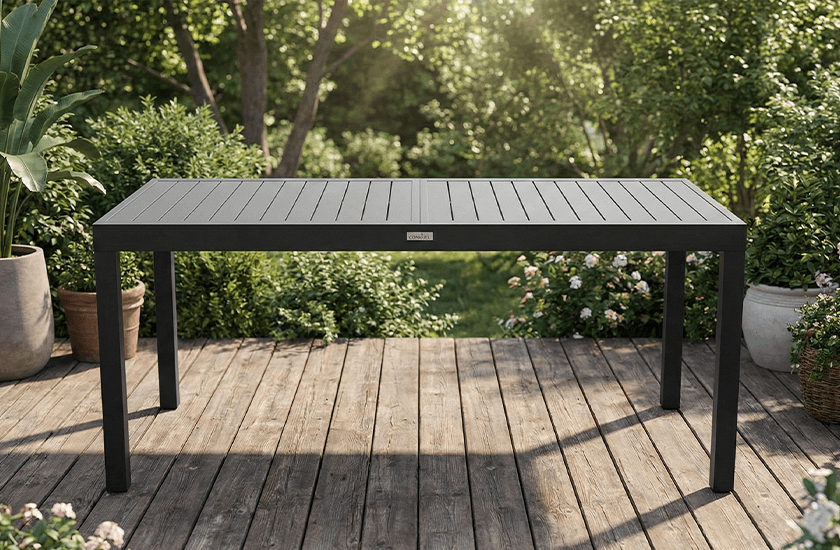 Table extensible Ristorante en aluminium noir avec rallonge pivotante