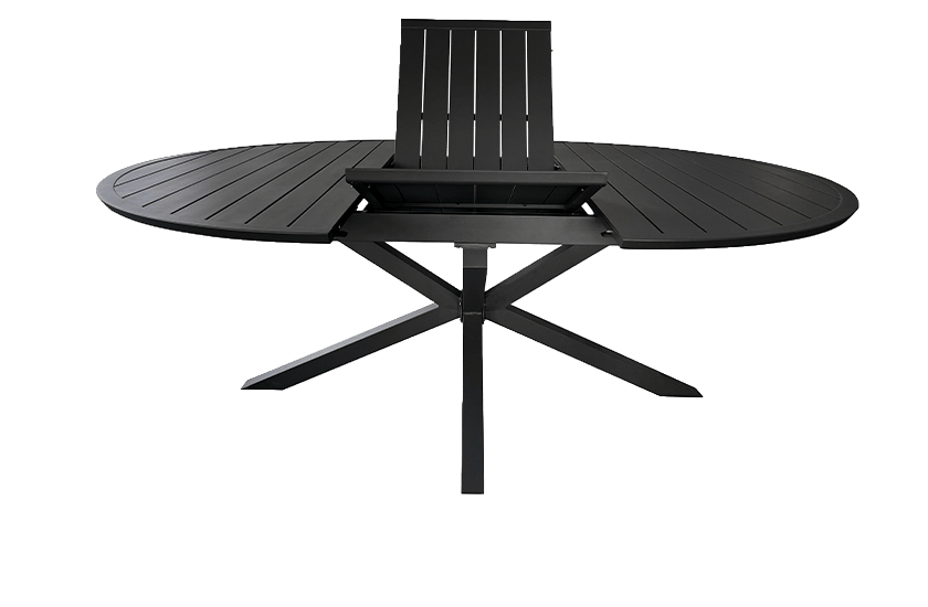 Extendable round table to oval