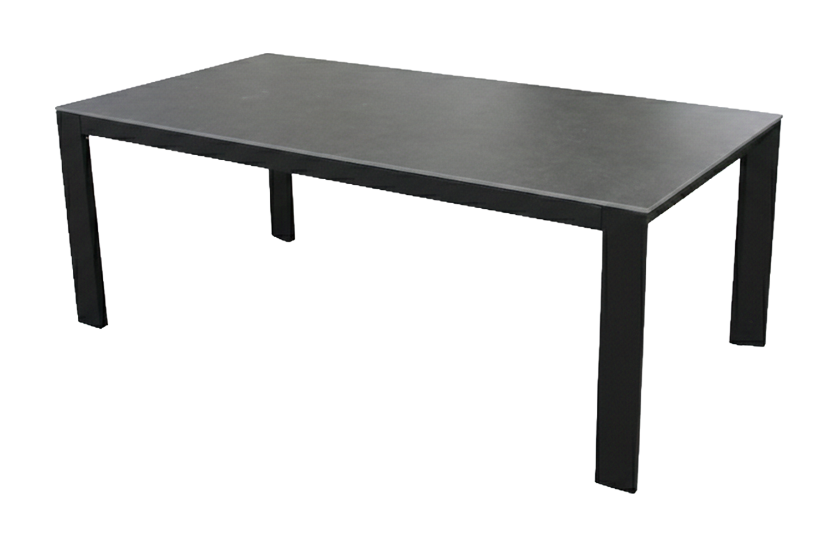 Table Richport rectangulaire en aluminium noir avec dessus Rockbean noir